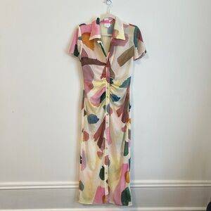Song of Style Holland Midi Dress In Watercolor Multi